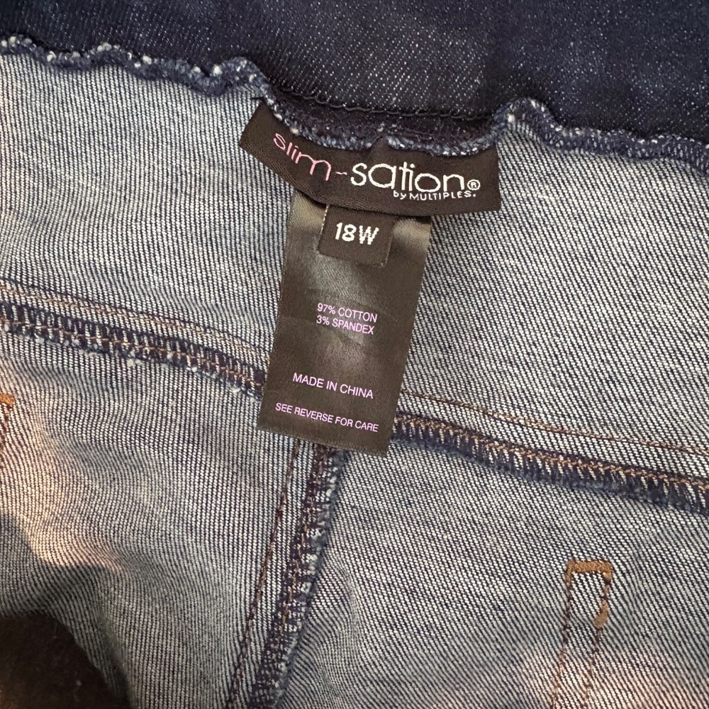 Slimsation By Multiples Dark Blue Cropped Jeans with Frayed Hem - Picture 3 of 12